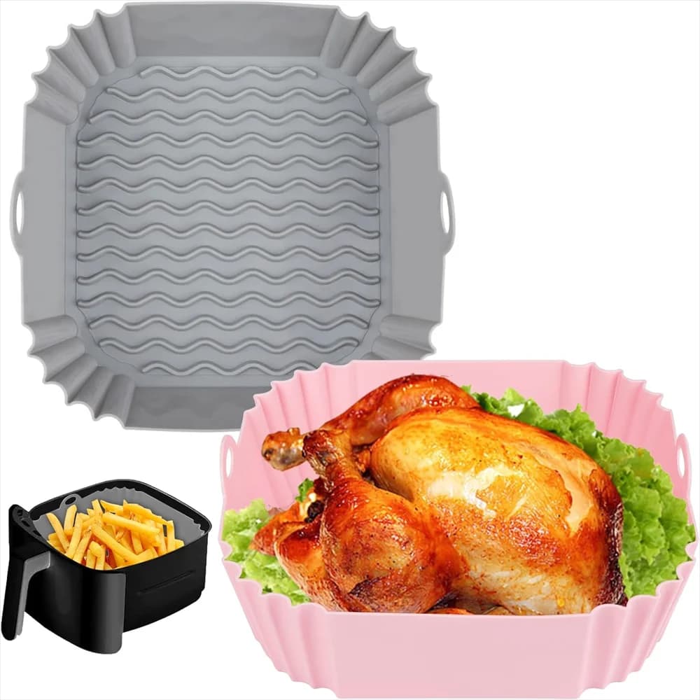 Silicone Air Frying Sheets, Reusable Squares for Fryers, Replacement of Flammable Parchment Paper, Easy to Clean Accessories