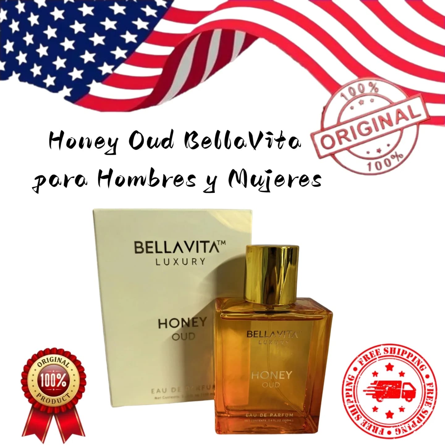 BellaVita Luxury Honey Oud Eau de Parfum 3.4 fl. oz. oz | Profumo di lusso Patchouli, Vaniglia, Ber, un regalo per compleanno o San Valentino