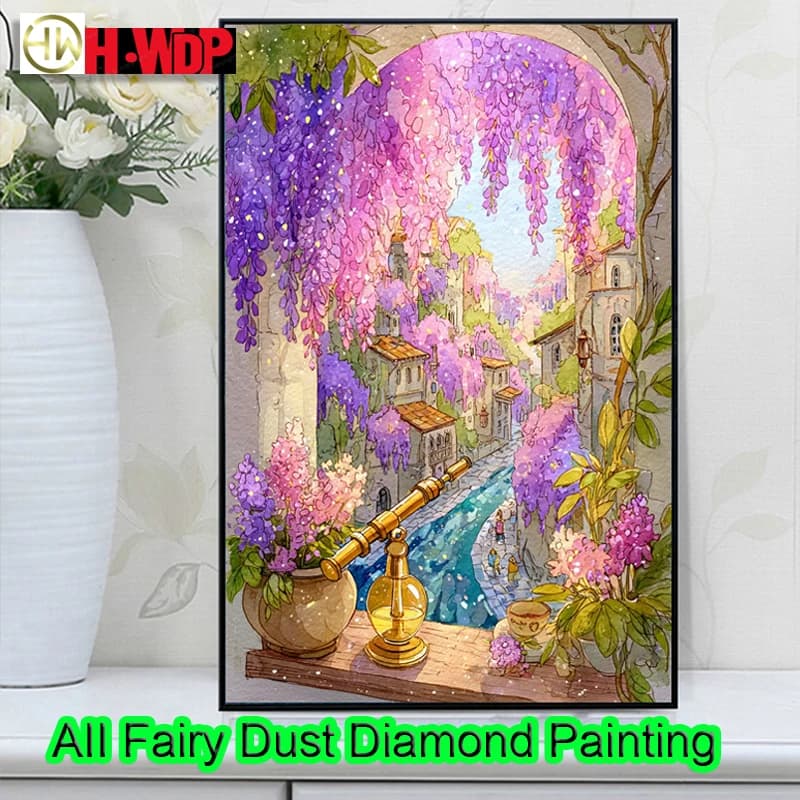 Pittura Diamante Paesaggistica 100% Fairy Dust, Mosaico Quadrato, Ricamo a Punto Croce, Artigianato a Tema Balena, Arte Diamantata, Decorazione Completa in Cristallo