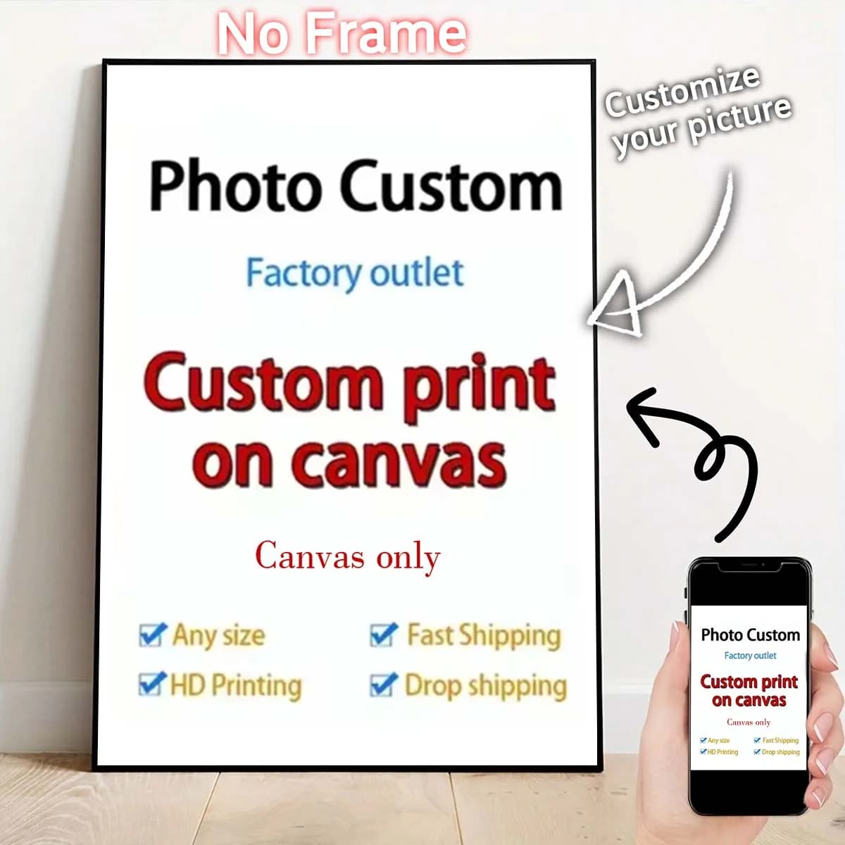 Quadro su Tela Personalizzato 1 Pezzo con la Tua Immagine, Decorazione per la Casa, Ideale per Regali Festivi, Dipinto Murale Personalizzato