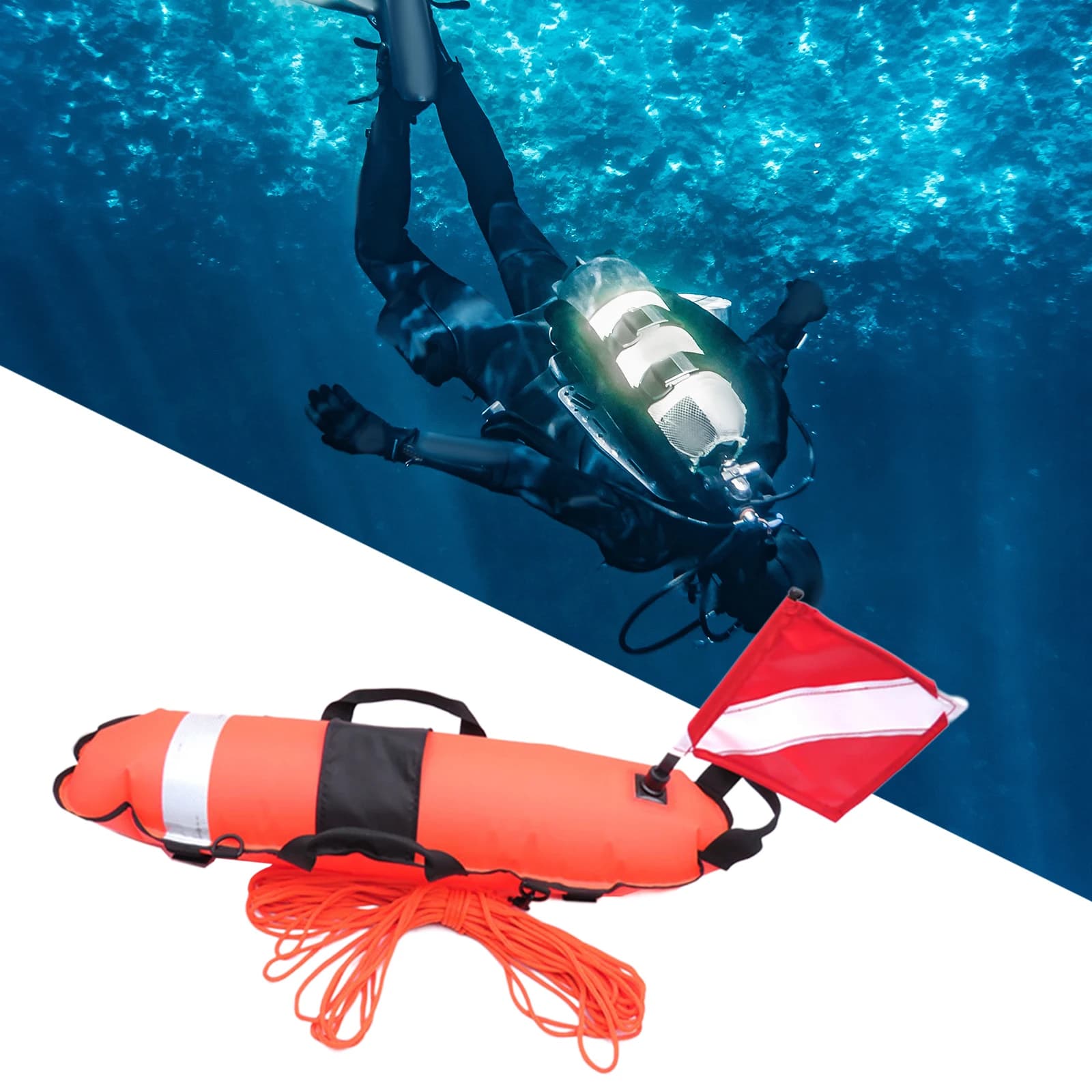 Inflatable Water Dive Signal Boa with Flag, Maximum Loading Capacity 78 LBS