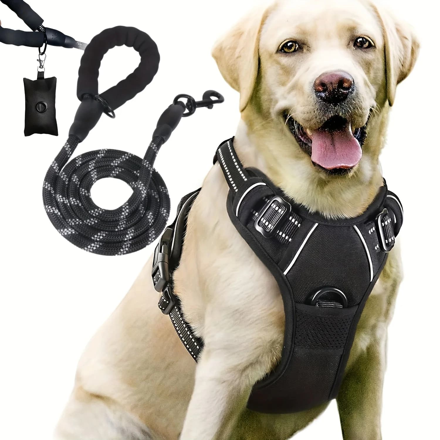 No-Pull Dog Harness Leash Set, Adjustable Reflective Pet Vest for Outdoor Walking Training, Small Medium Large Breeds