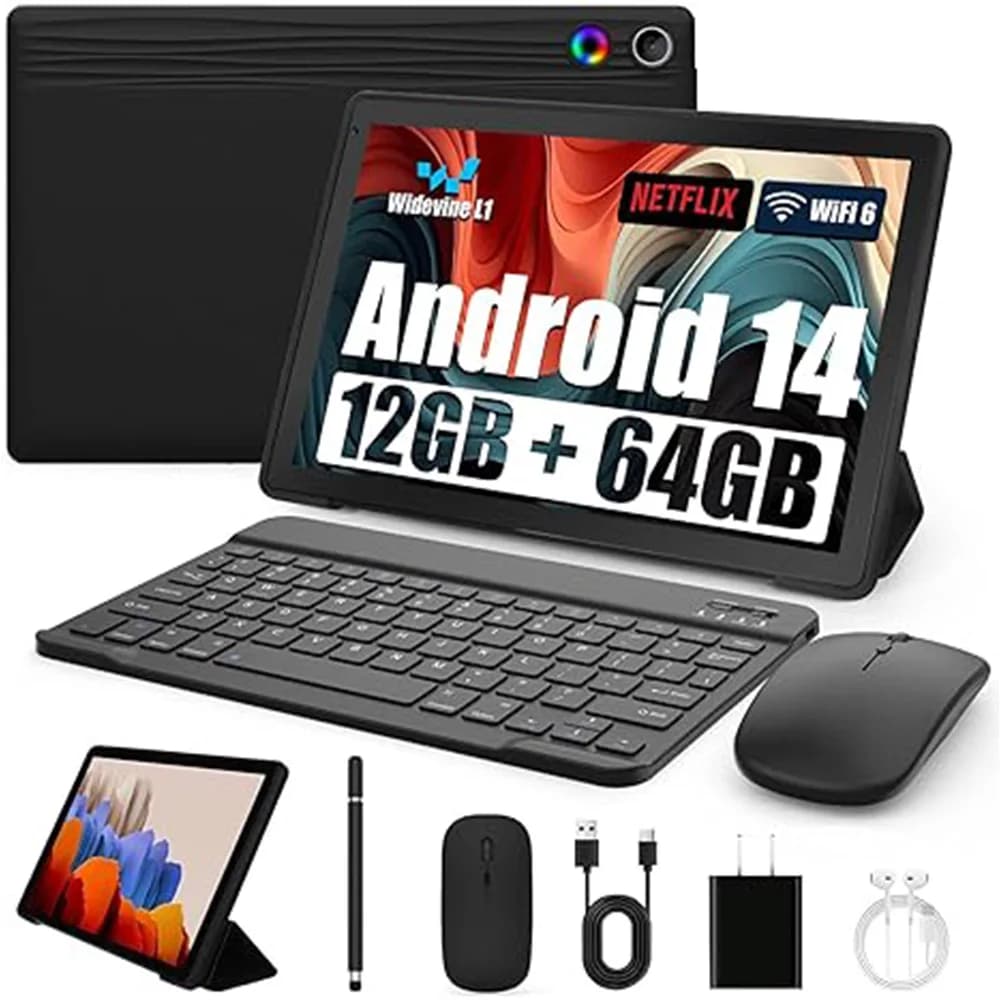 Android Tablet A10L 10 inch 12 GB RAM 64 GB ROM IPS HD Touch Screen with keyboard case Mouse Stilo Tablet 8 in 1