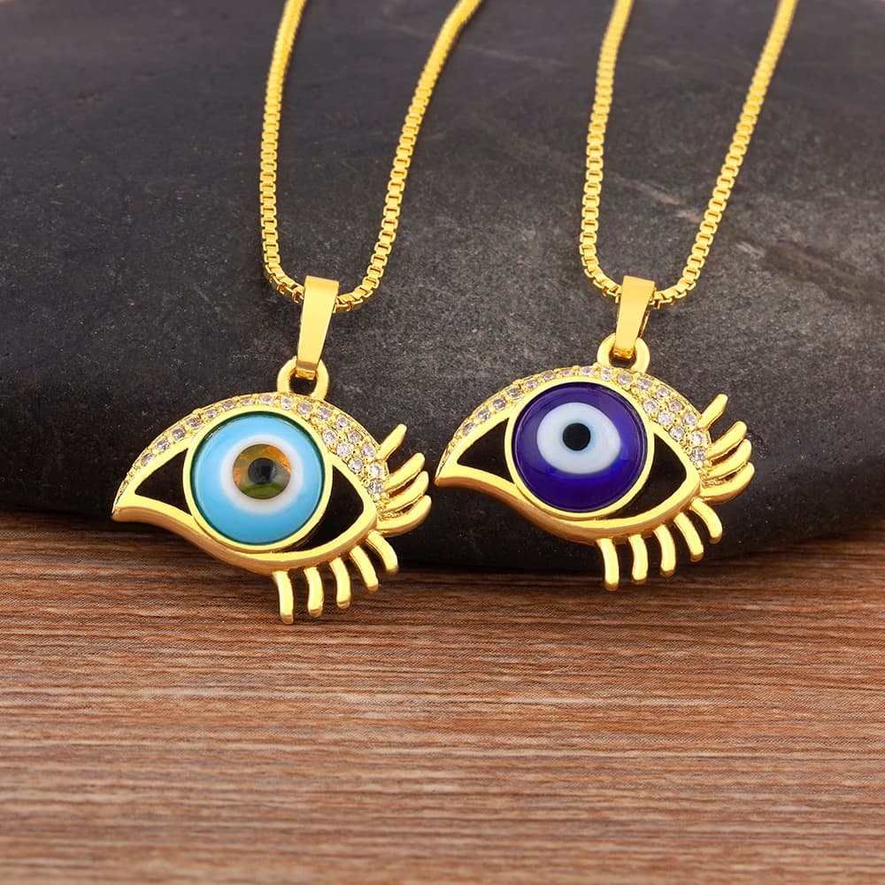 Nidin Classic New Design Bird Head Shape Shiny zircone Evil Eye collana con ciondolo con perline rotonde per le donne regali per feste con catena a clavicola
