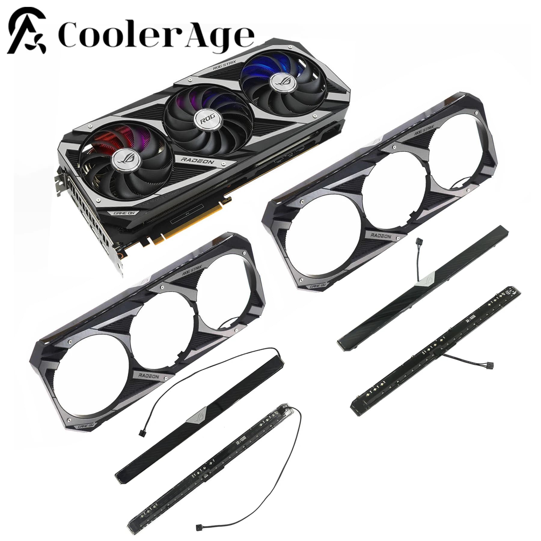 Per ASUS GeForce RTX 3060Ti 3070 3070Ti 3080 3080Ti 3090 RX 6700XT 6750XT 6800 ROG STRIX Scheda grafica Shell e luce RGB