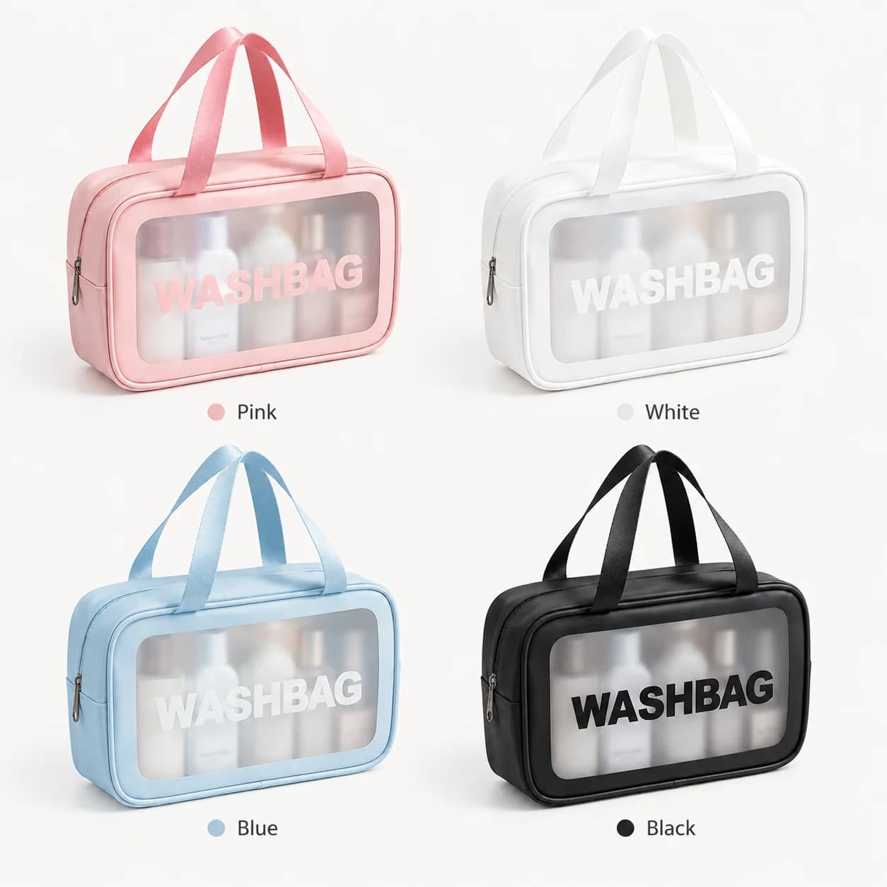Portable Travel Wash Bag Large Capacity Waterproof Toiletry Makeup Organizer with Double Handles Transparent Cosmetic Storage Ba