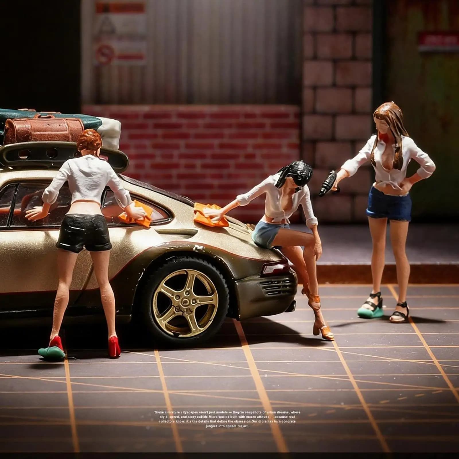 Modellini in Miniatura 1/64, Figure Realistiche in Resina per Fotografia, Personaggi Lavaggio Auto, Modelli per Diorami