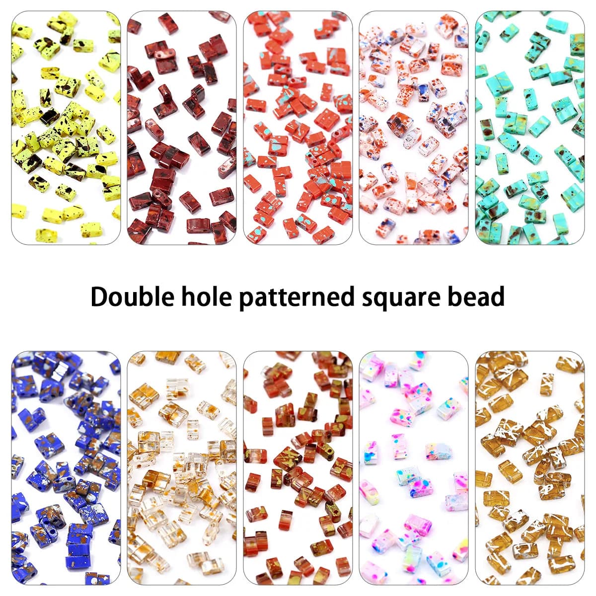 5×2mm Picasso Color Double Holes Glass Tila Bead Acrylic Spacer Loose Beads For Jewelry Making Bracelets DIY Earrings Accessorie