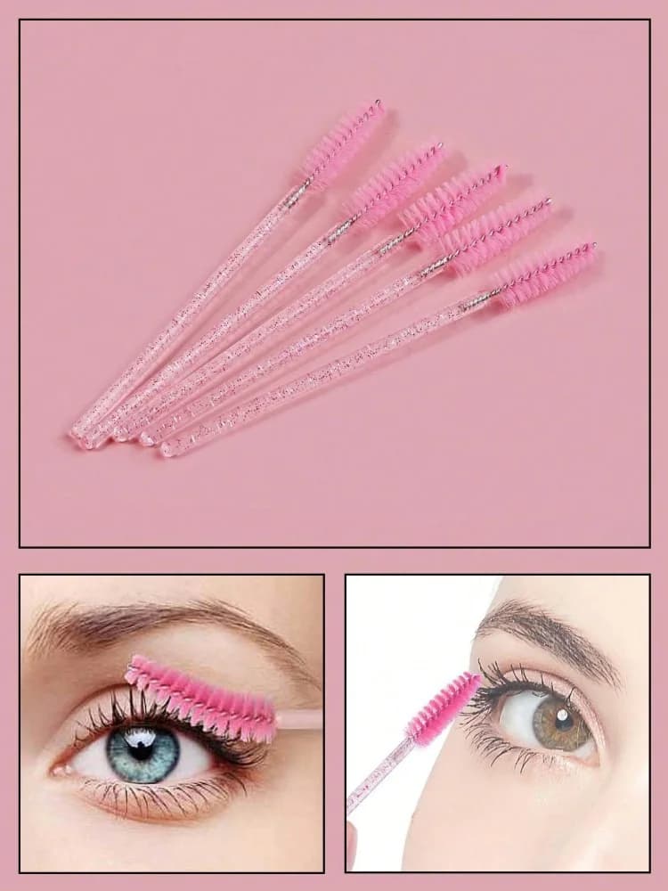 20/50 Pieces Makeup Brushes, Pink Crystal Eyelash Brush, Reusable Fin Eyelashes, Extension Eyelashes Accessories, Fin Eyelash Makeup Tool