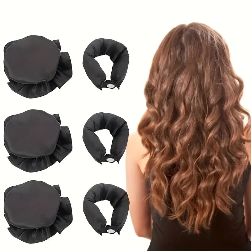 1 set of heat-free hair curlers - Satin material, night curlers, waves and delicate curls, styling without damage suitable for all types of hair (lisci/undulati/ricci/a spiral), hair curlers for the night woman - Suitable for night styling, comfortable to wear, soft material