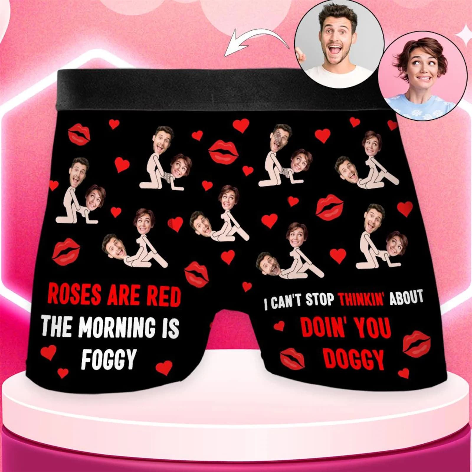 Boxer da uomo con faccia personalizzata, slip da uomo personalizzati, intimo per il viso, regalo di nozze per lui, regalo di San Valentino per lui, marito, Bo