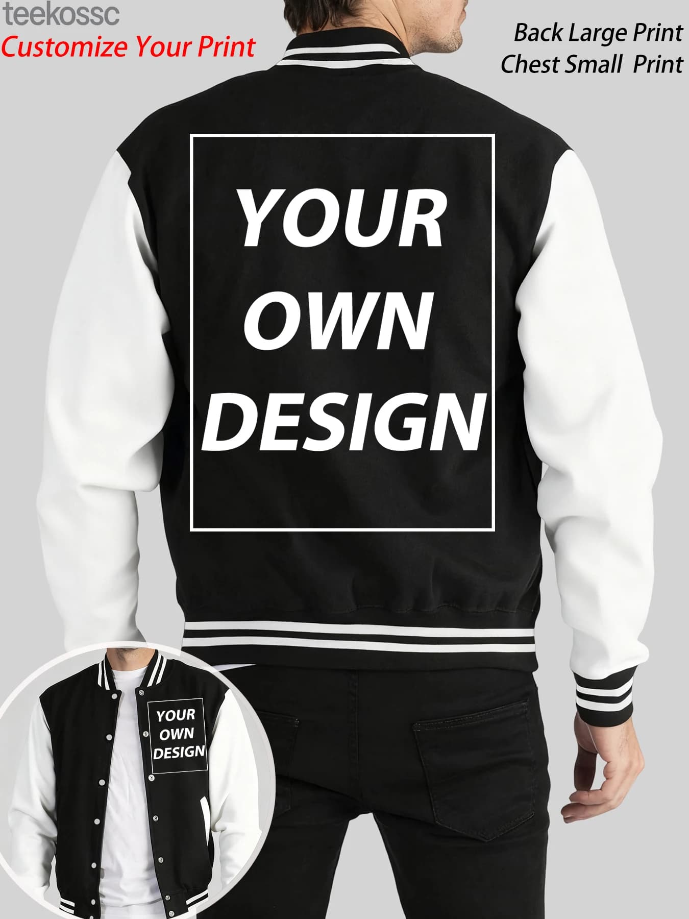 Autunno Winter Man Customize Your Logo Jackets Street Casual Baseball Top Classic Oversize Top Wide Sports with Buttons