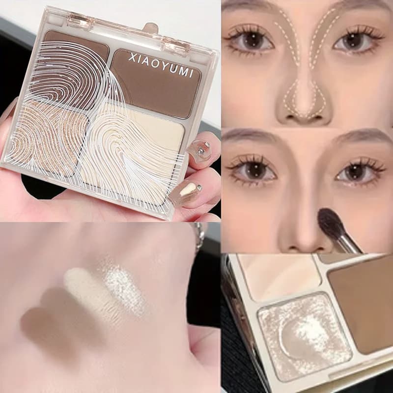 Tavolozza di cipria naturale stereoscopico Bronzer opaco Contour Shading Evidenziatore multifunzionale Cosmetico Blush regalo