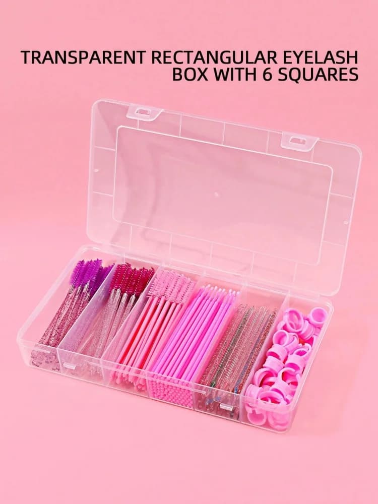 Transparent 6 compartments for nail art brushes, disposable mascara applicators, multipurpose organizer for extension eyelashes tools
