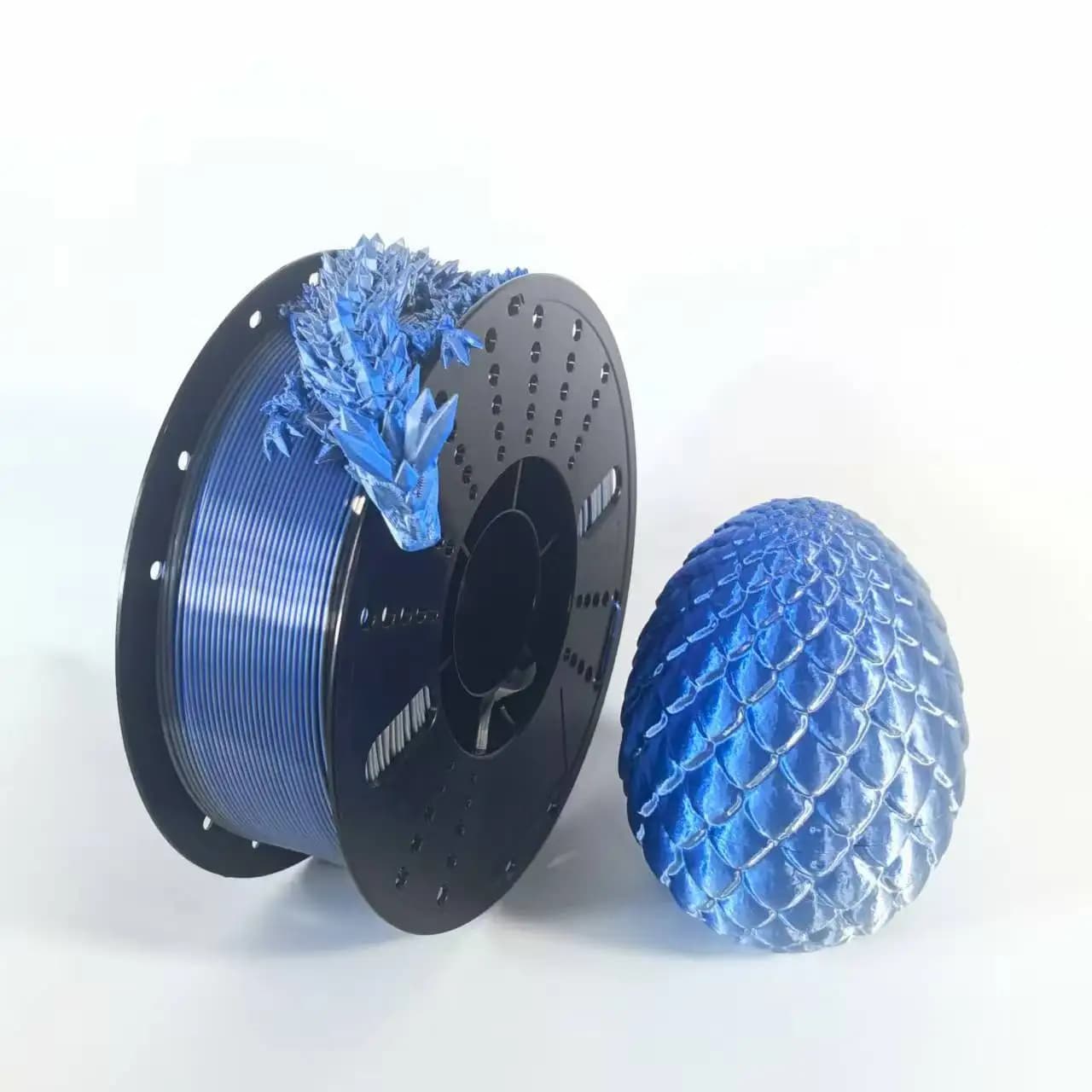 Filament Silk PLA 1.75mm Blue Silver 1KG, Polished 3D Printer Filament, Dimensional Accuracy +/- 0.05mm, 250m Coil