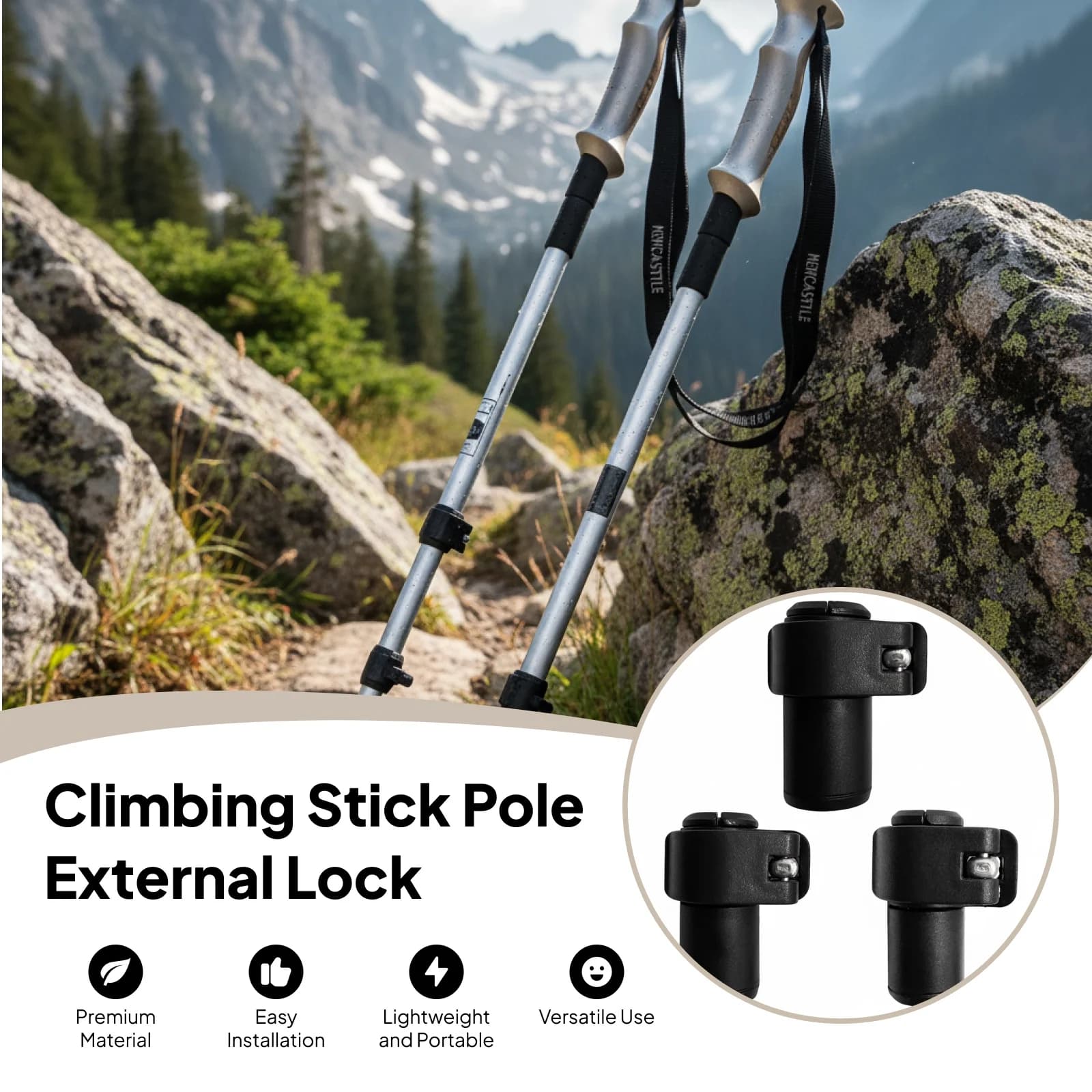 Exterior block for climbing pole External block Portable trek pole blocking tool for outdoor trekking stick