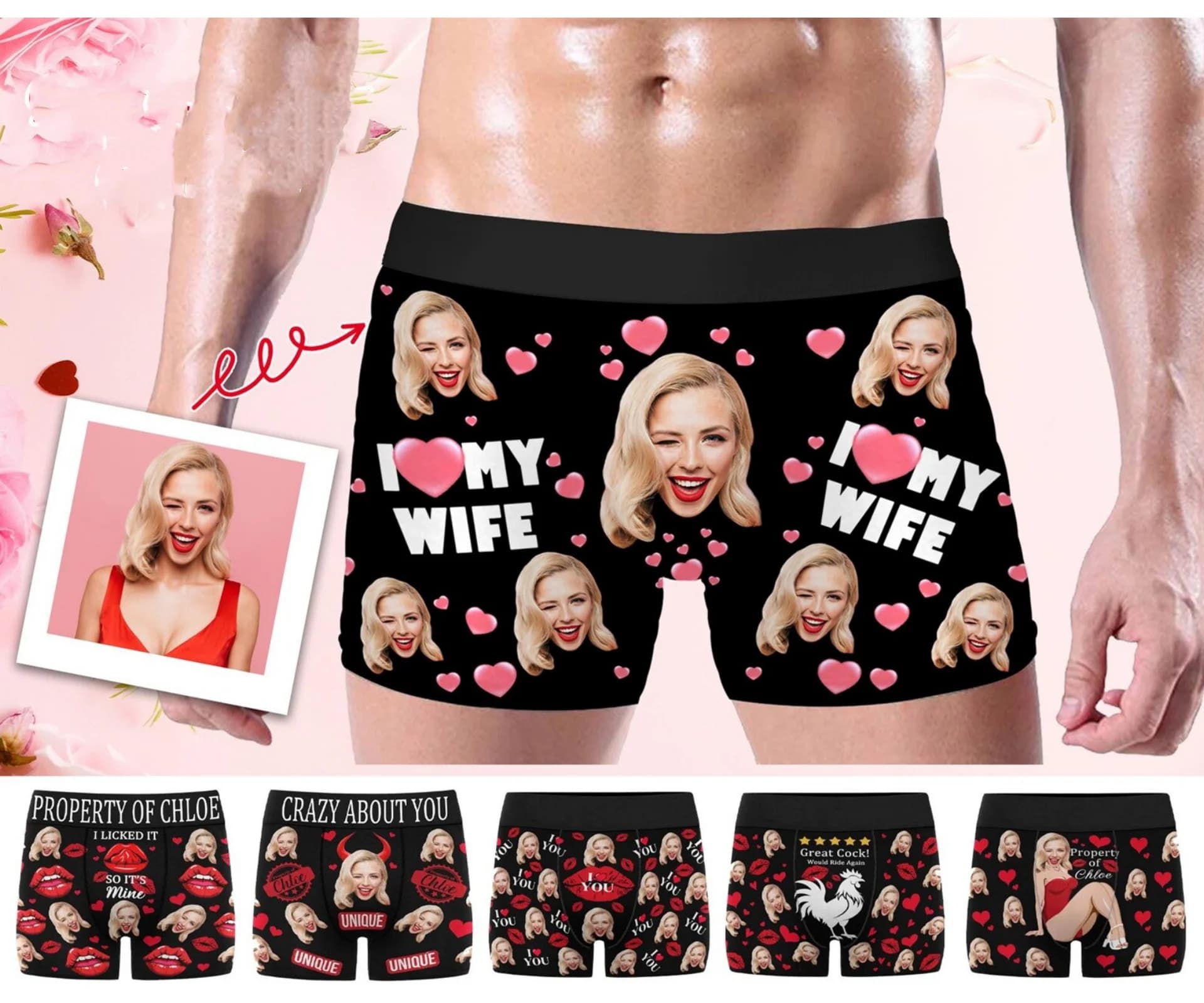 Boxer/slip personalizzati per il viso, biancheria intima personalizzata per uomo, boxer fotografico, biancheria intima personalizzata, boxer di San Valentino, regalo personalizzato per Husba