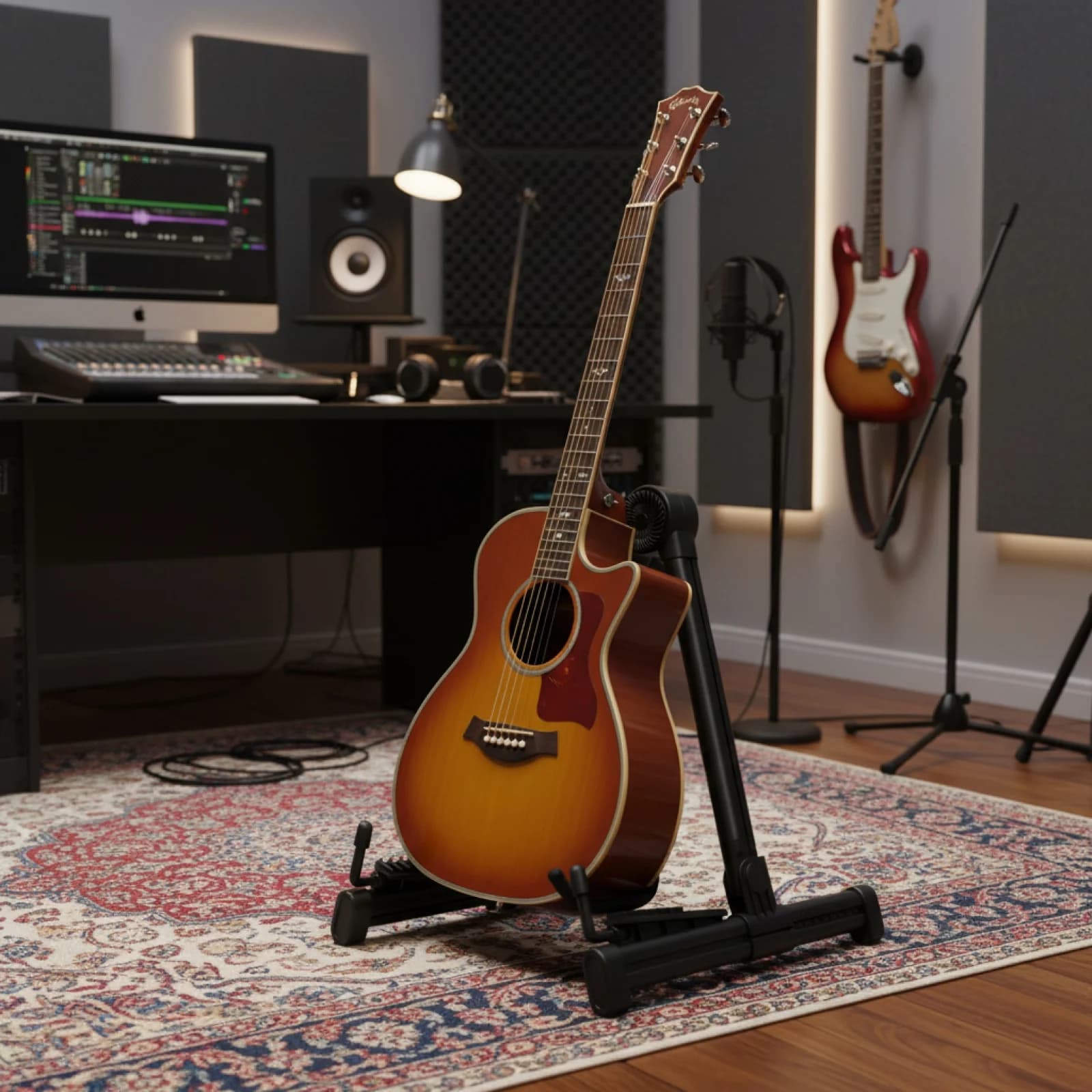Supporto Universale Pieghevole per Chitarra Antiscivolo a Forma di A, Portastrumento per Banjo, Ukulele, Chitarra Acustica e Accessori