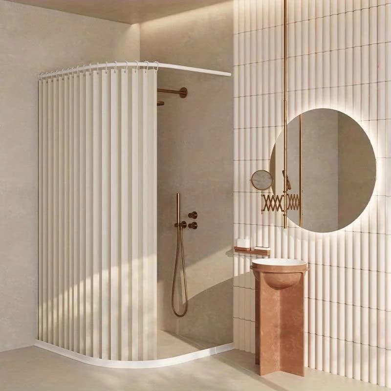 Tenda Doccia Magnetica Pieghevole Impermeabile per Separazione Asciutto/Bagnato e Privacy, Elegante per Casa, Appartamento, Hotel