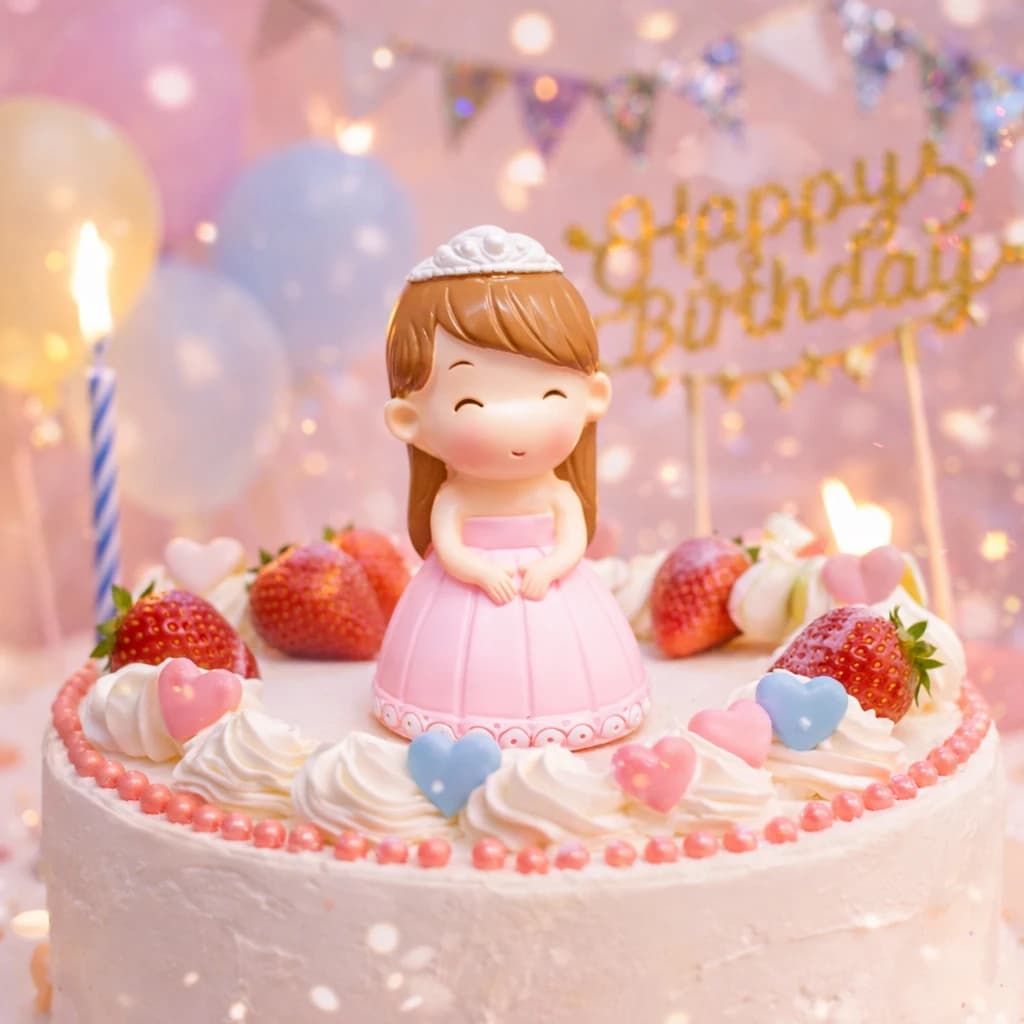 Creative Cartoon Cute Crown Pink Skirt, Princess Cake Decoration, Children's Birthday Party, Baking Dress Up Supplies, 1Pc