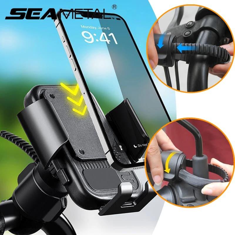 Supporto per telefono da moto SEAMETAL, supporto universale per cellulare da manubrio, supporto con cinturino a sgancio rapido per smartphone da 4,7-7,0 pollici