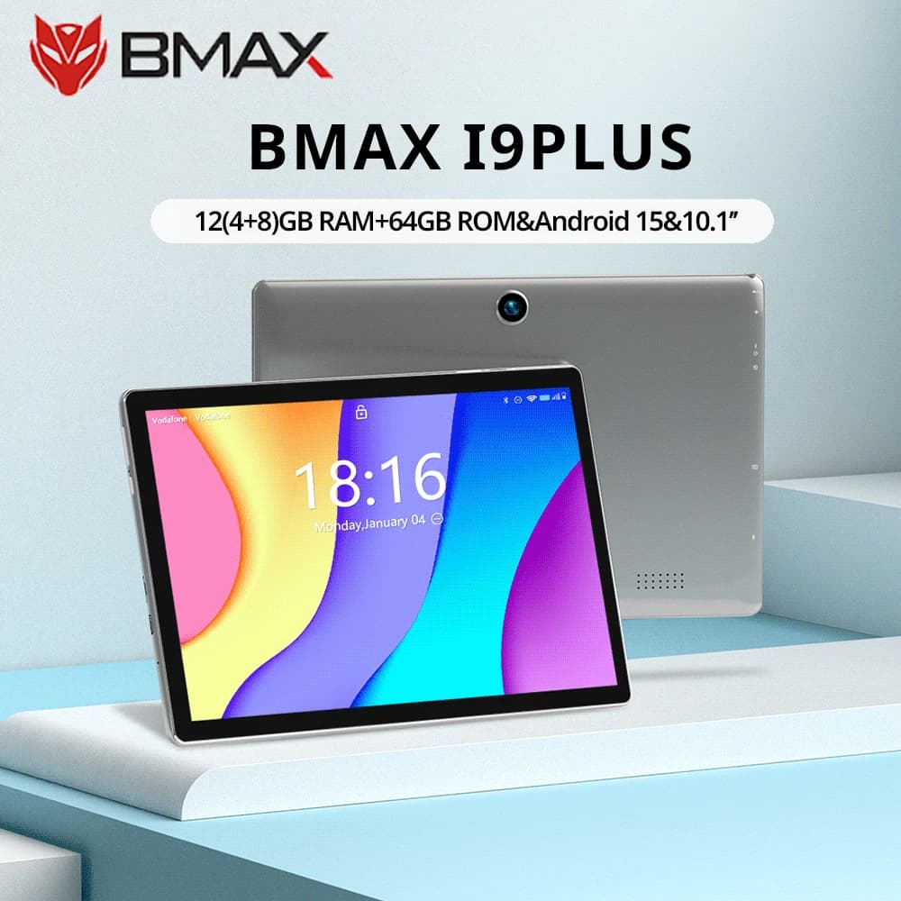 BMAX Kids Tablet I9 Plus Android 15 GPU G522EE 12GB RAM 64GB ROM 10.1 Inch Allwinner RK3562 Quad Core Port Tablets PC WIFI 6