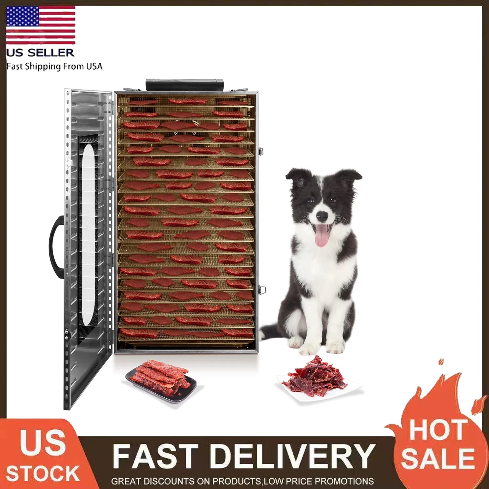 Premium 20-Tier Stainless Steel Food Dehydrator Commercial & Home Use, Adjustable Energy-Efficient Drying for Fruits/Meat/Herbs