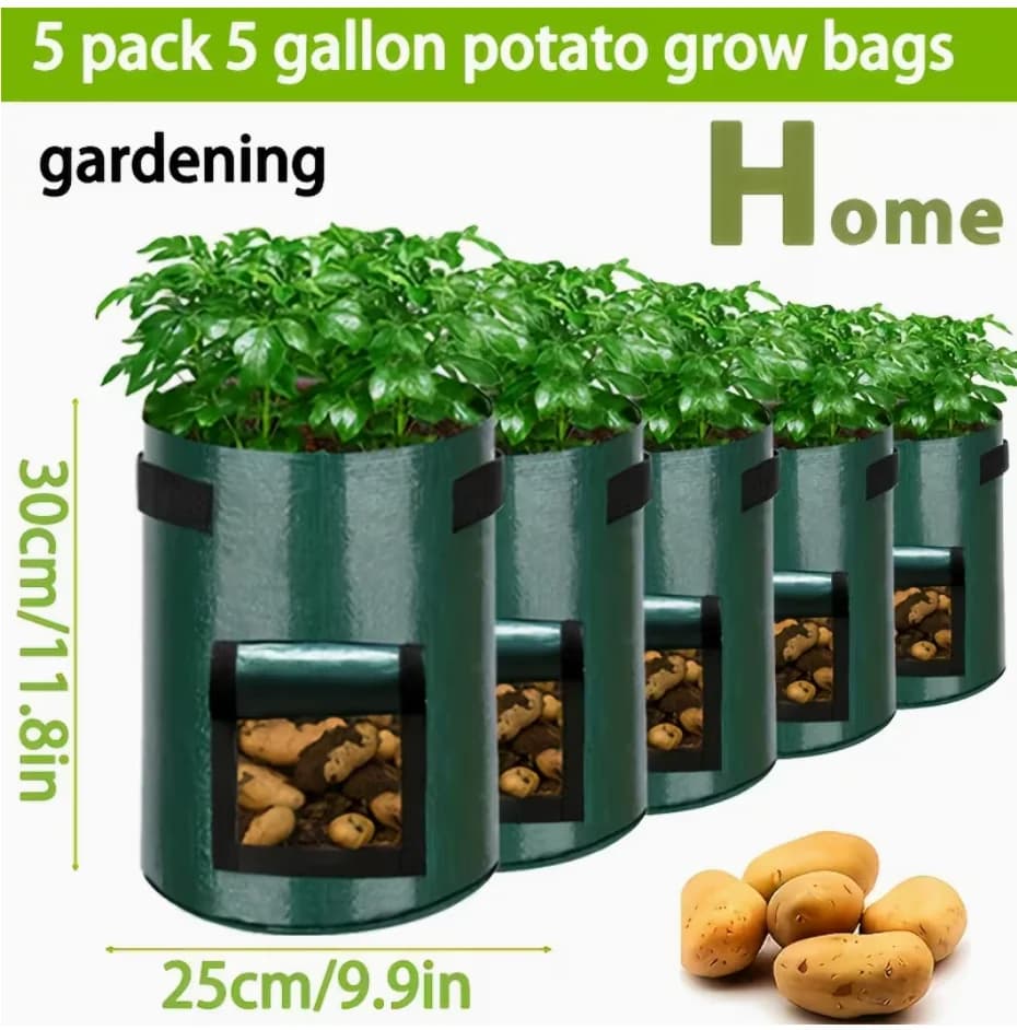 Set of 5 Potato Cultivation Bags, 5 Gallon Bags to Plant Potatoes