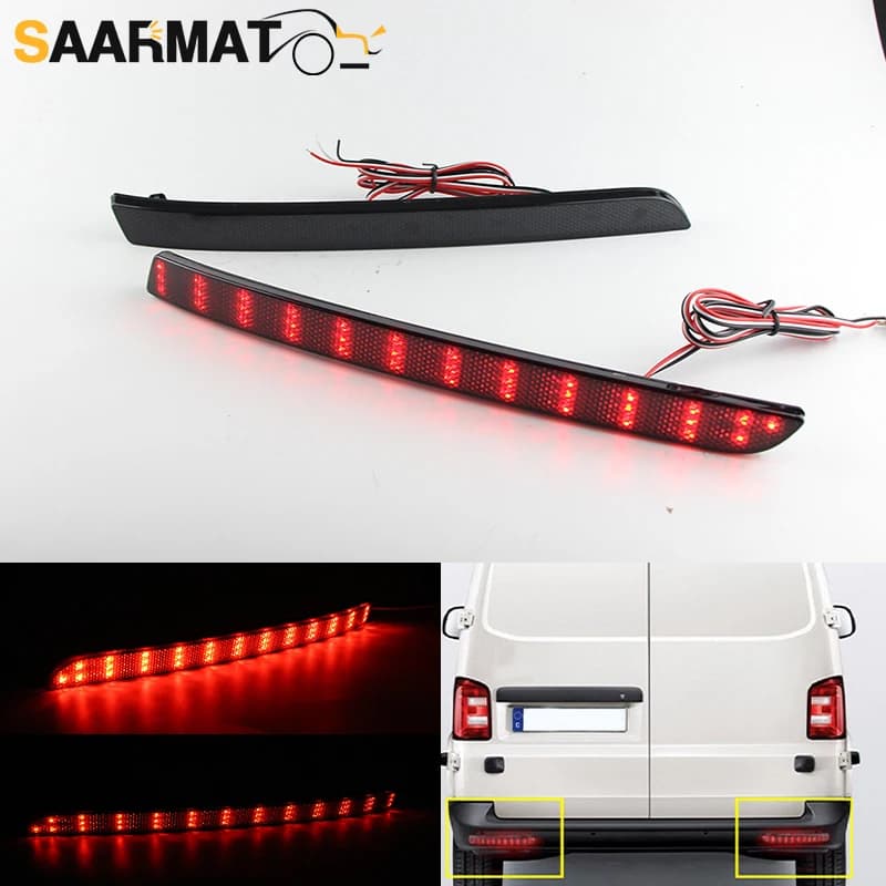 2PCS Per VW Transporter T5 LED Rosso Paraurti Posteriore Riflettore Luce Caravelle/Multivan (Pre-facelift) 12-16 Fendinebbia Luci di marcia