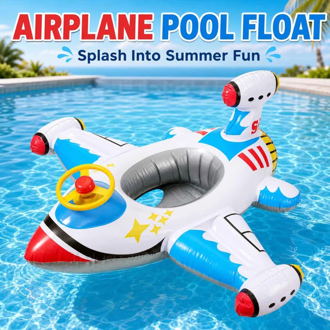 1PC Airplane Swimming Float Inflatable Pool Floaties Toys Outdoor Swimming Ring Seat Boat