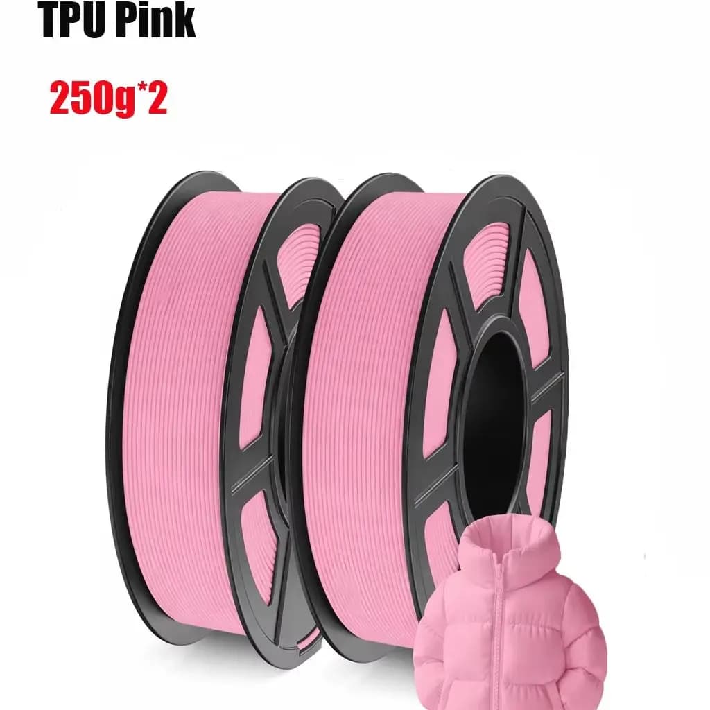 Filament TPU 1.75mm Pink 500G/250G, Flexible Filament for 3D Printer with Shore 95A Hardness, Strong Elasticity, Abrasion Resistance