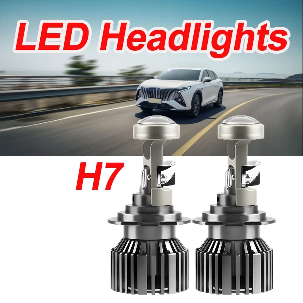 roadsun 120W 20000LM H7 Fascio singolo con mini lente per proiettore Canbus Faro per auto Lampadine per proiettori LED 6500K Bianco
