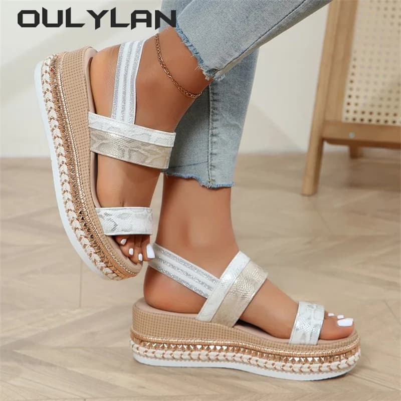 Fashion Clogs Wedge 2024 Sandals Flat Summer Shoes Woman Suit Female Beige Breathable Med All-Match Platform New Without Girls