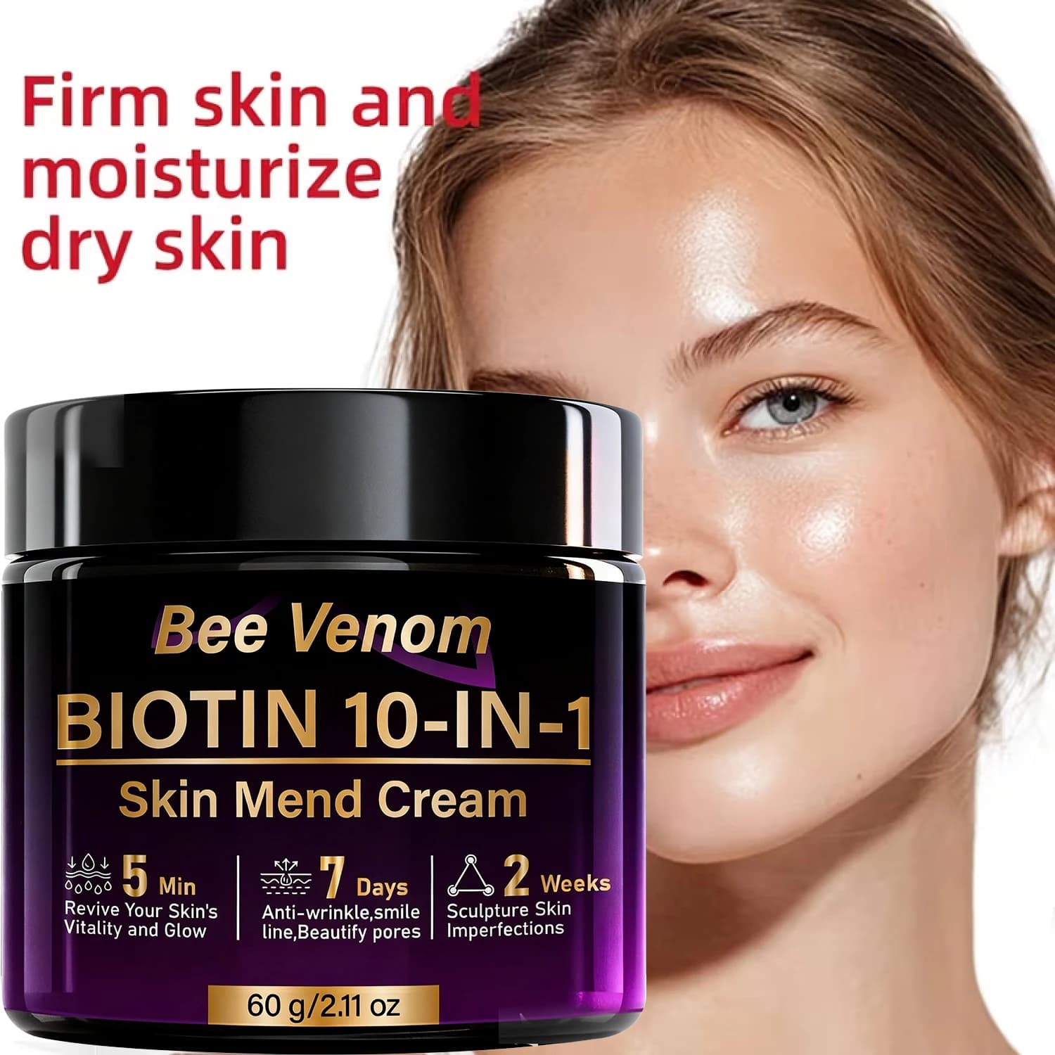 Cream Face Repairer 10-in-1 at the Veleno d'Api e Biotina - Revitalizing in 5 Minutes, Anti-wrinkles in 7 Days, Rassodante e Hydratante per una Pelle Luminosa