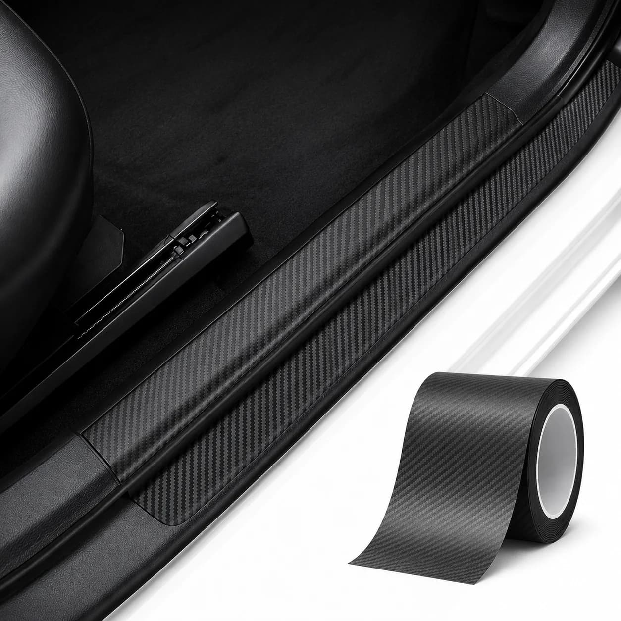 1-20m Carbon Fiber Car 3D Tape Sticker Door Mirror Paste Protector Strip Protection Protective Film Waterproof Adhesive Sedan