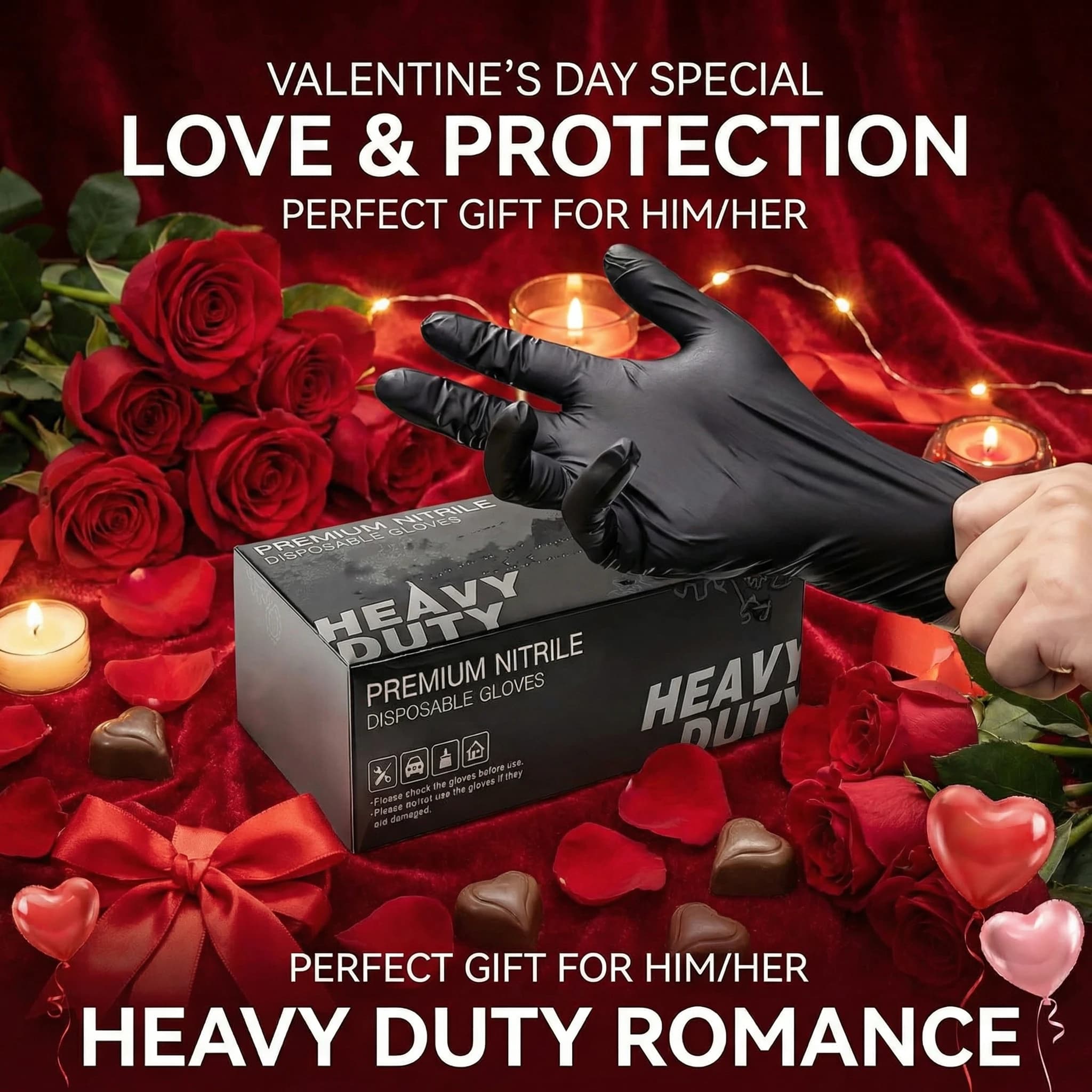 Guanti in Nitrile Nero Resistenti 100 Pezzi, Guanti Monouso Sicuri per Alimenti per Pulizia, Cucina, Preparazione San Valentino e Cura dell'Auto