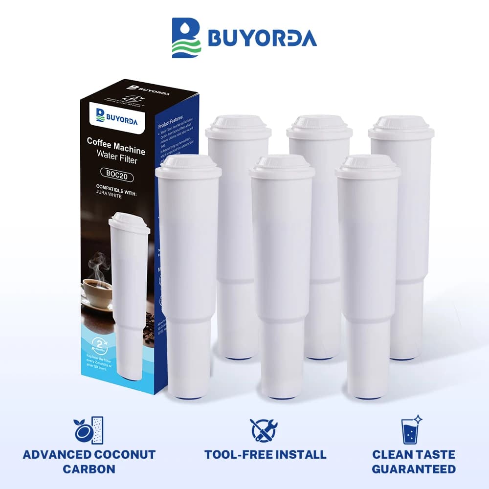 Caffè Filtro Acqua per Jura Clearyl Bianco 64553 7520 60209 68739 Adatto per Nespresso per Capresso per Impressa Confezione da 6 Anti-Scala
