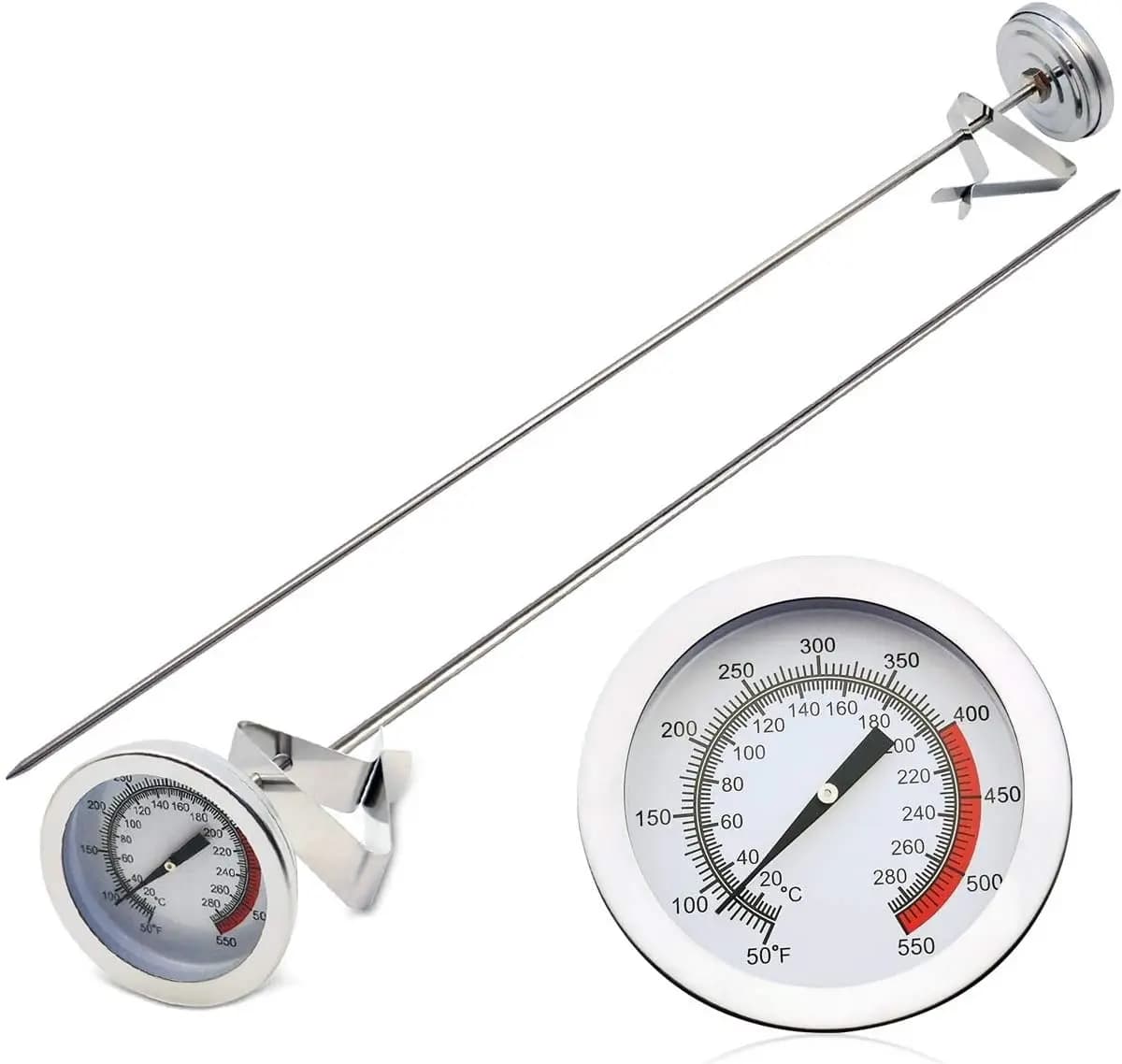 Termometro per Frittura Profonda in Acciaio Inossidabile 50-550 ° Indicatore di Temperatura dell'Olio con Clip - Senza Batteria, per Frittura e Barbecue