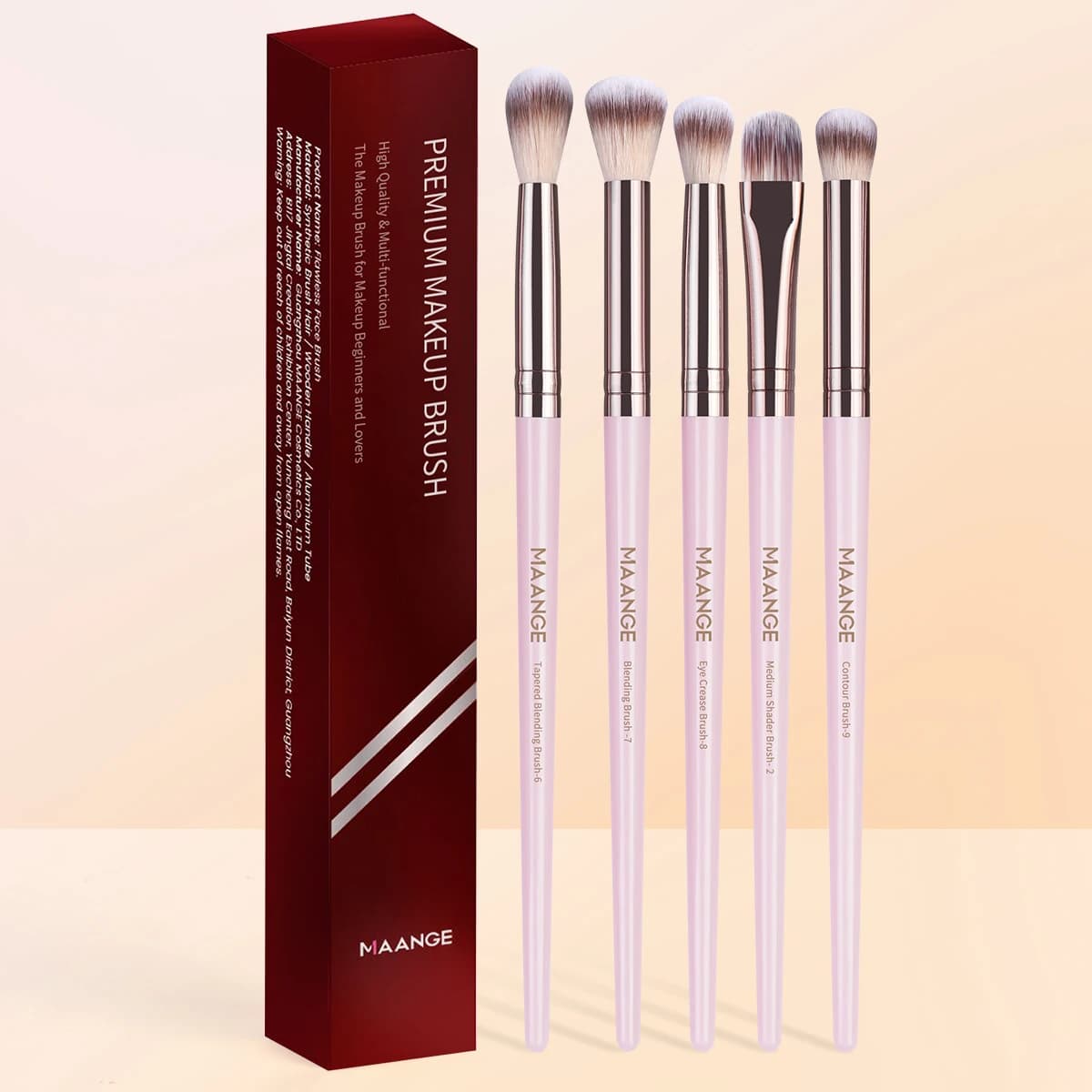 MAANGE Set di 5 Pennelli per Trucco Occhi, Pennello Professionale per Ombretto, Facile da Trasportare, Regalo per Signore, Adatto per Principianti