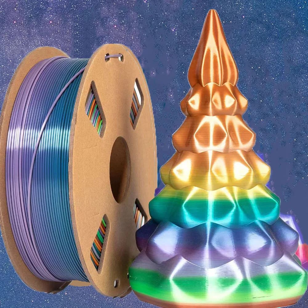 Filament PLA Silk Rainbow 1.75 mm, multicolor filament for 3D printer, filament changing color 1 kg (2.2 pounds) per coil