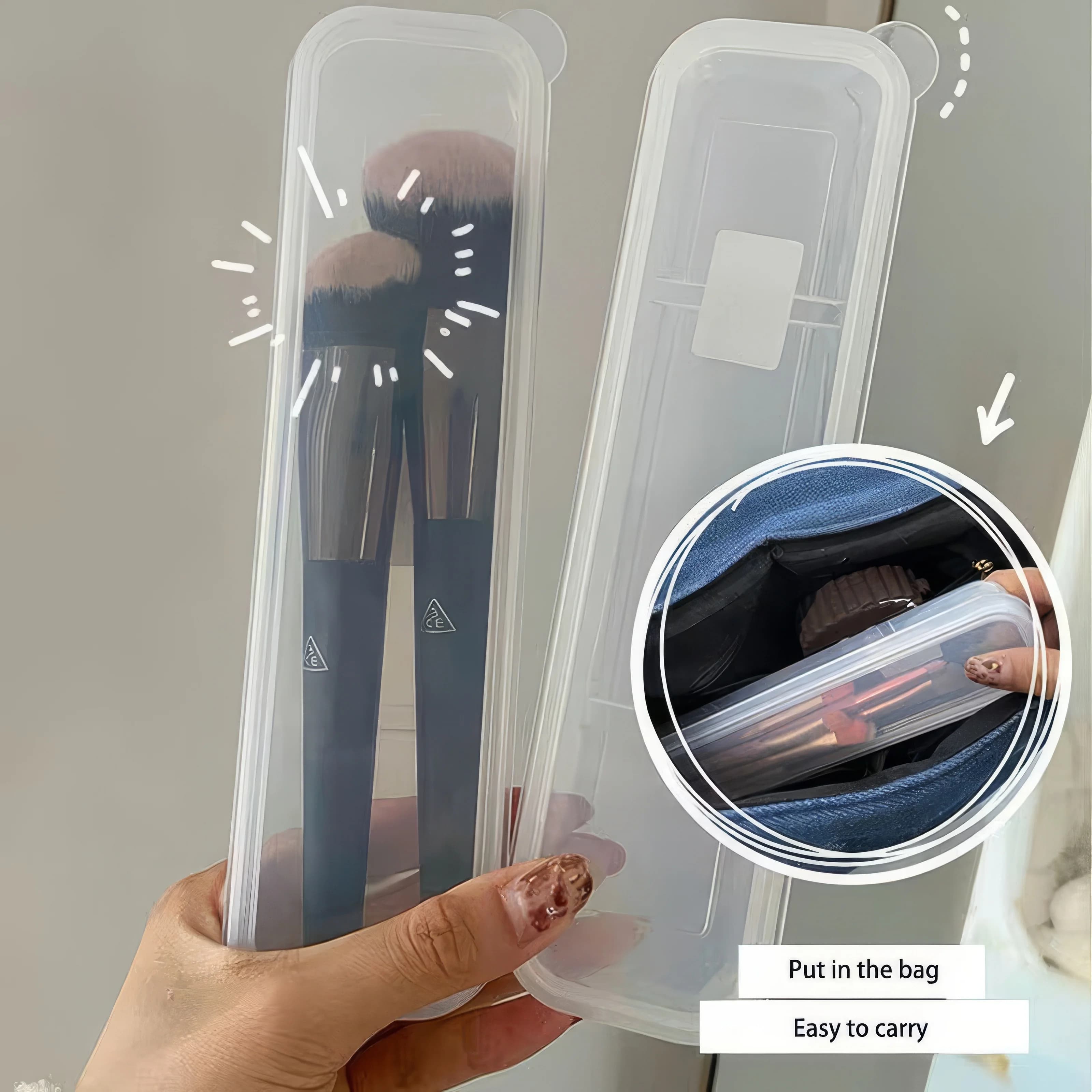 1/2 piece transparent makeup brush holder box, easy to access and organize, suitable for makeup brushes and eyebrow pencils