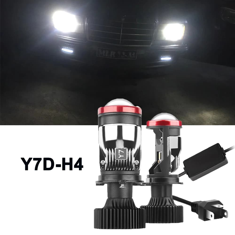 Y7D H4 Proiettore LED Mini Lente Auto LED Lampadine per fari Kit H4 Luce abbagliante/anabbagliante 100w Con ventola Turbo per la maggior parte delle auto