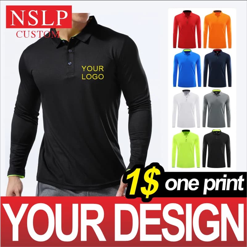Polo ad asciugatura rapida personalizzazione/design Logo uomo e donna Polo Casual a maniche lunghe risvolto alla moda il tuo Design S-6XL