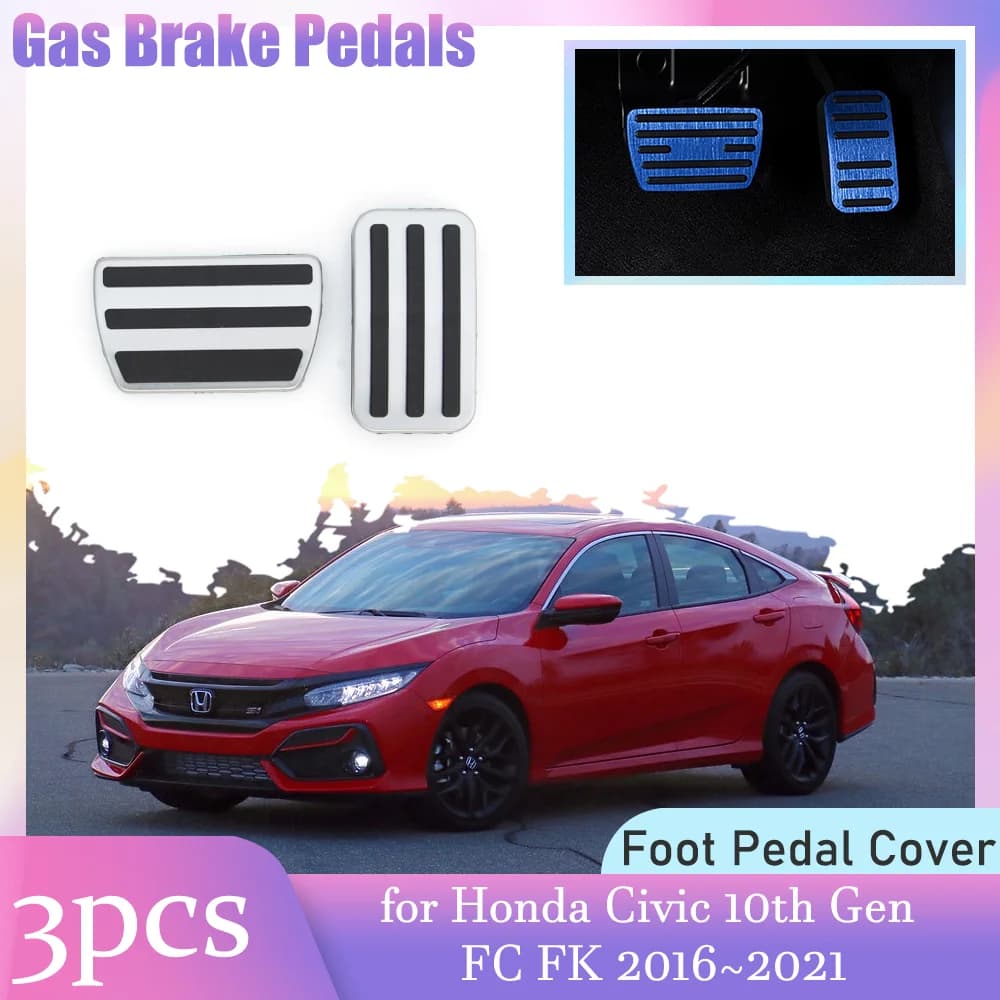 Auto Gas Pedali Freno per Honda Civic 10th Gen FC FK 2016 ~ 2021 2017 Anti-Slip In Lega Poggiapiedi Pedale Copertura Parte Accessori