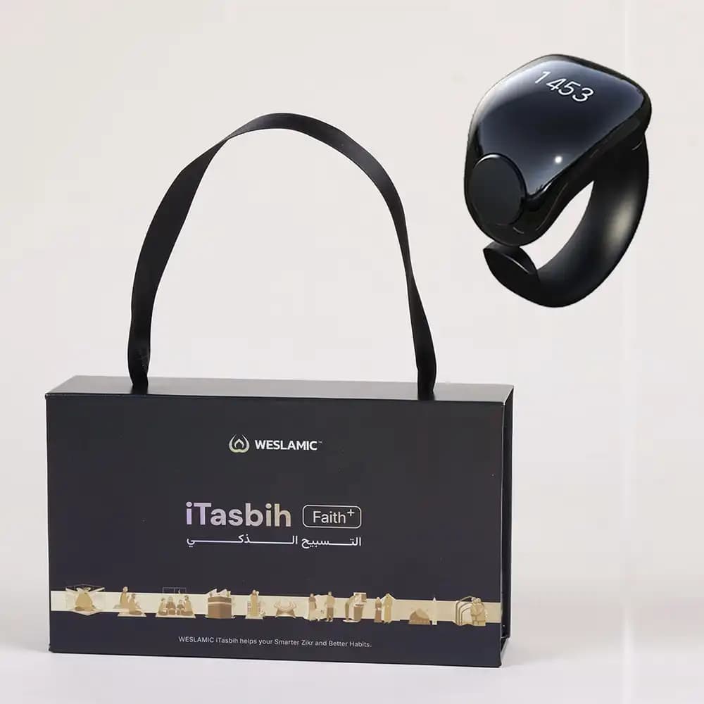 Weslamic nuovi arrivi elettronica itasbih anello nero tasbeeh contatore zikr anello intelligente prodotto elettronico hajj e umrah preghiera
