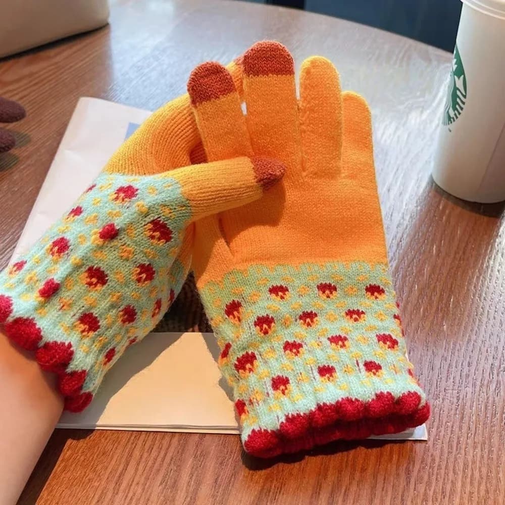 Guanti touchscreen spessi e resistenti al freddo da donna con punta delle dita colorate, adatti per smartphone, sci, ciclismo, pendolarismo