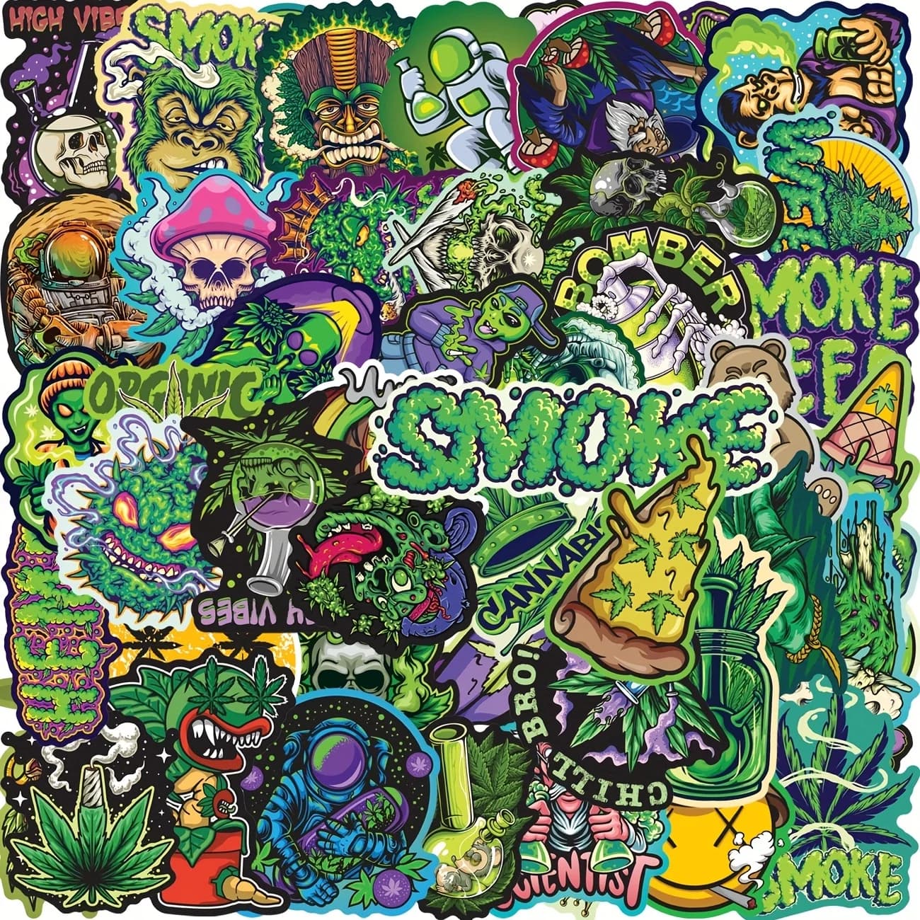 50 stickers with water bottles leaves, waterproof vinyl stickers for laptop, skateboard, computer for teenagers, children, girls, adults
