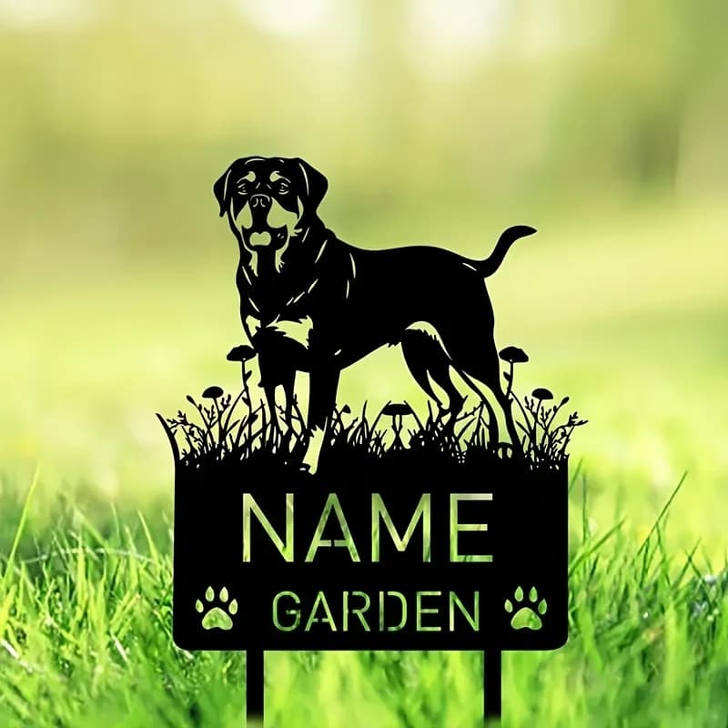 Targa Commemorativa Personalizzata in Metallo per Animali Domestici - Lapide Personalizzata per Rottweiler con Targhetta, Regalo di Lutto per la Perdita di un Animale