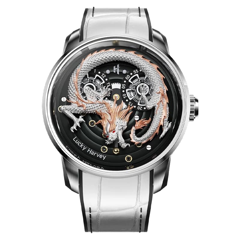 Lucky Harvey Luxury China Dragon Watch For Man Automatic Mechanical Sapphire Men Watches Business Party