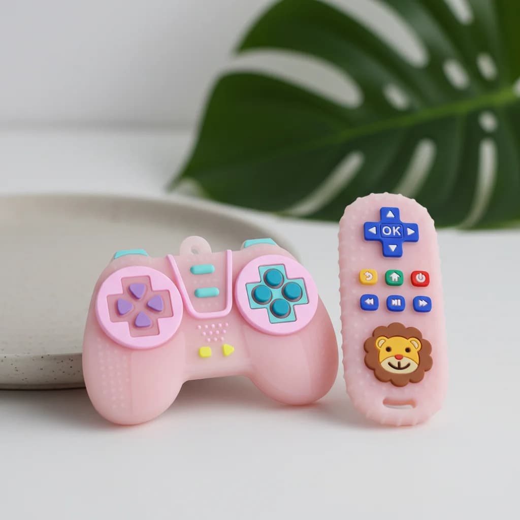 Baby Teether 2Pcs, Silicone Toy Controller and TV Remote for Babies Molar